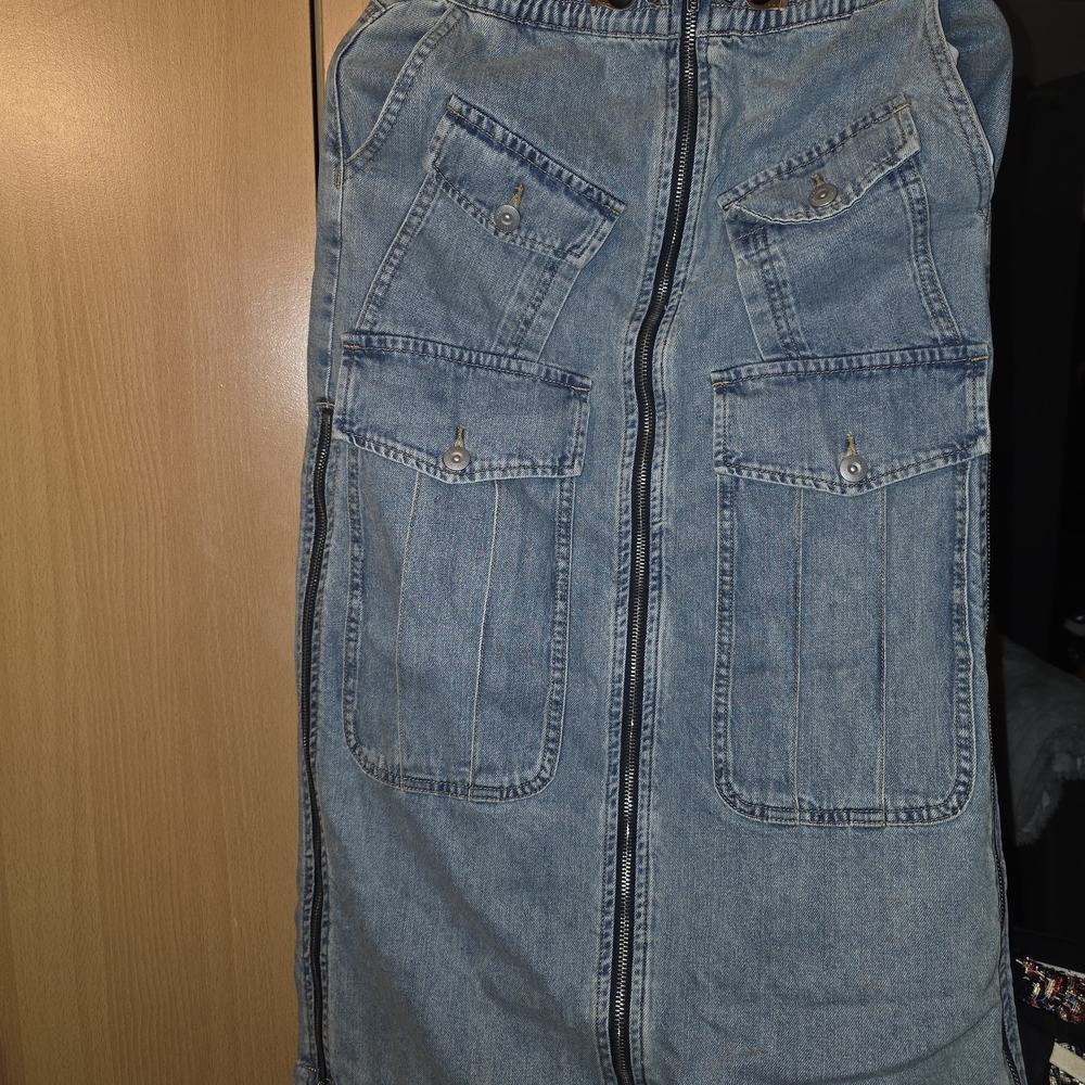 Denim Skirt with Pockets